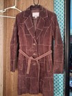 Wilsons Leather Maxima Brown Suede Patch Coat Jacket Womens Small With Belt.  — photo 1