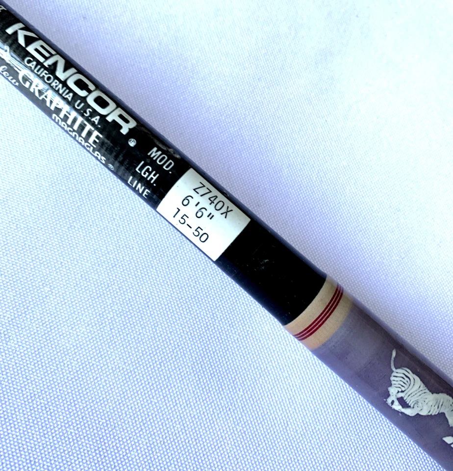 Kencor ZEBRA Z740X 6’6”Tenlew GRAPHITE Magnaglas 15-50Lb Fishing Rod Made In USA - Image 3 of 4