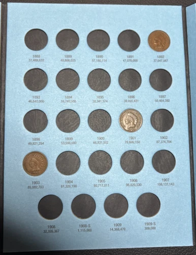 Indian Head Cent Starter Album (1891, 1901, 1903) Whitman 9003 VG-Fine+ Coins