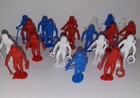 MPC MARX Vintage Astronauts Space Men Mini Plastic x20 Red White & Blue