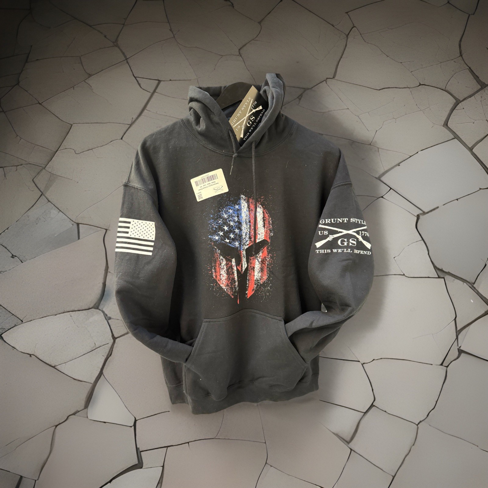Grunt Style American Spartan 2.0 Pullover Hoodie Mens Large Black