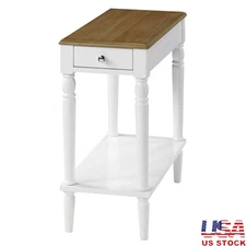 No Tools Required Chairside Table W/ Drawer & Storage Shelf Indoor Use
