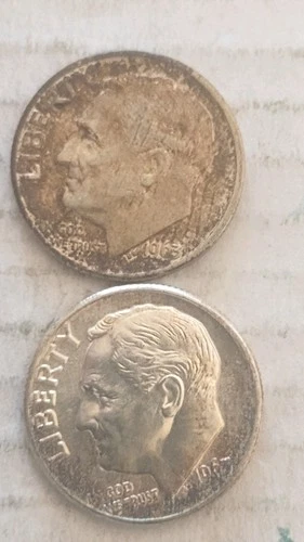 1963 P&D Roosevelt Silver Dime, P-XF,  D-F,  But You Judge.      707.