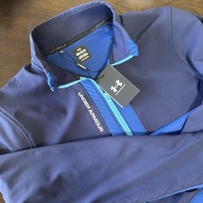 Under Armour UA Storm Daytona Jacket Mens Med Blue Pullover 1/4 Zip Casual Golf