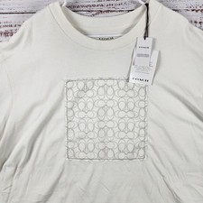 NWT Coach Signature Square T-Shirt 3XL Regular Cream Organic Cotton CM818