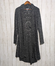 Charcoal Knit Duster Cardigan XL Boho Witchy Whimsigoth Cozy Grunge Layering Emo
