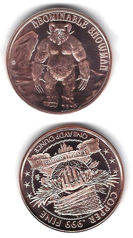 1 Abominable Snowman/Big Foot 1 oz Copper Round - Beautiful Brilliant  Round