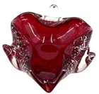 Murano Art Glass Dish Bowl Ashtray Small Bullicante Red Clear 5"