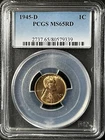 1945-D  1C RD Lincoln Wheat One Cent  PCGS MS65RD    80579339