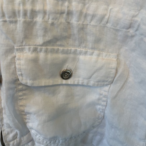 Kenar Shirt Woman’s L White Cover Up Tunic Hooded Sleeveless Zipper 100% Linen - Picture 5 of 13