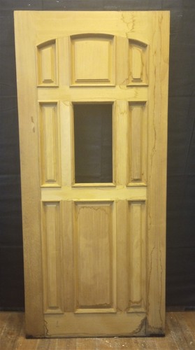 Exterior Wooden Door with 1 Lite Center Window & Arched Raised Panels 36" x 80"