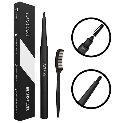LAVOSSY™ Beard Filler Pen - with blending brush, Beard Pencil filler for men