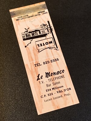 Vintage Canada Matchbook:  Le Monaco Motel 