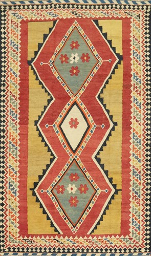 Pastel Color Geometric Vegetable Dye Kilim Hand-woven Reversible Area Rug 5x8