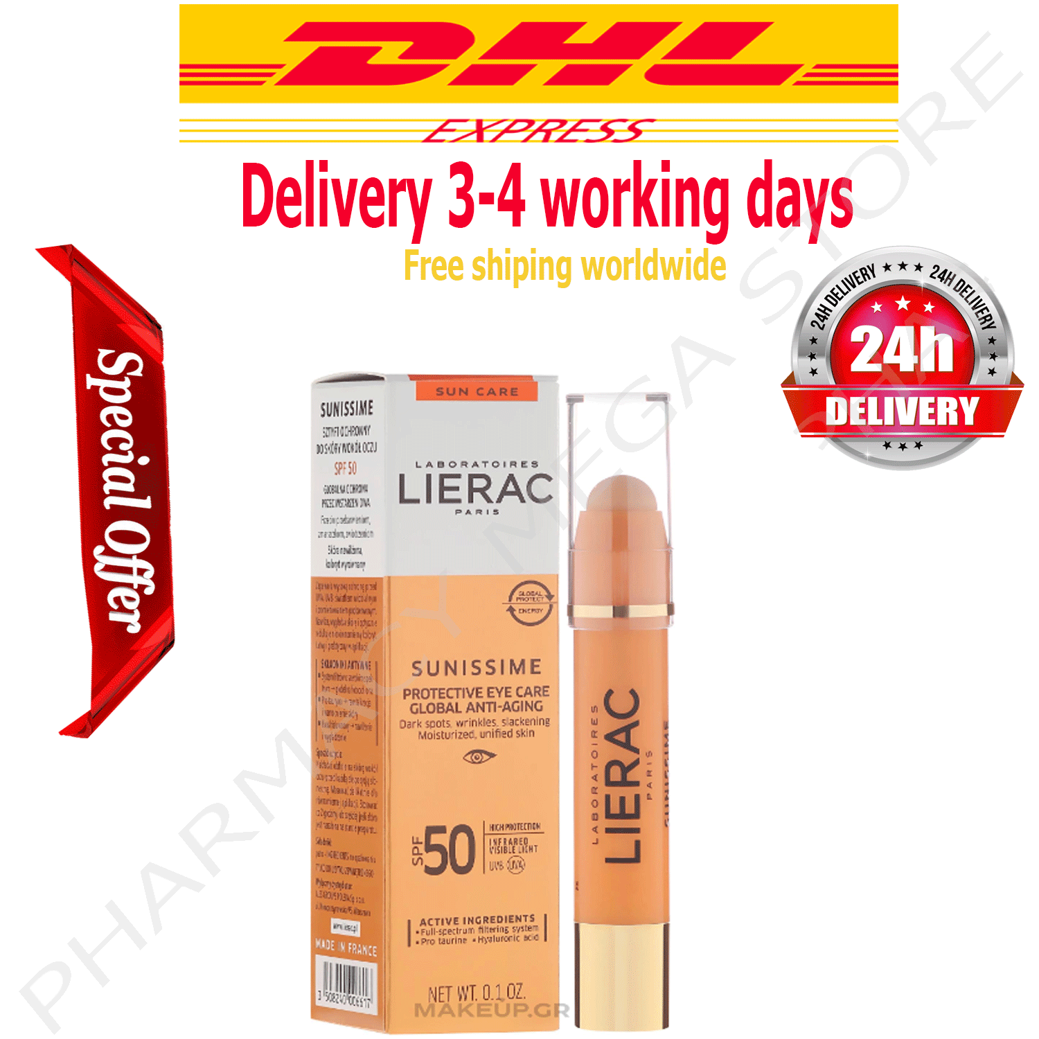 Lierac Sunissime Protective Eye Care AntiAging Global SPF50 Stick with
