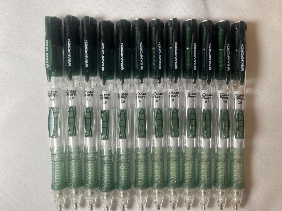 SANFORD Clear Point Mechanical Pencils Box Of 12, 0.5mm, Green Barrel