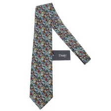 Drake's NWT Neck Tie in Blue / Multicolor Mini Floral Print 100% Silk