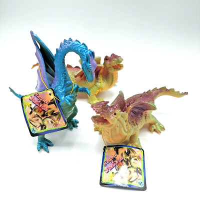 (3) VTG Legend Of Witches & Wizards 2000 Toy Dragon Figures 6'' NWT 2 Of The Same