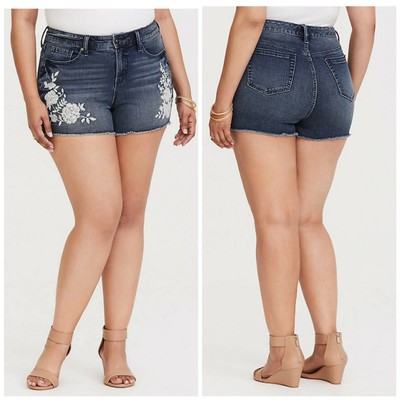 Torrid Womens Shorts Embroidered High 