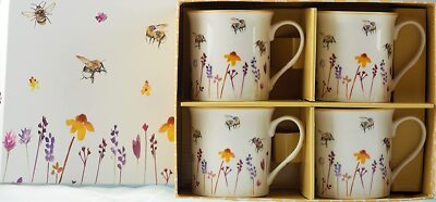 Exquisite Fine China Tassen in Geschenkbox 4er Set Kaffee Tee Kokos neues Design