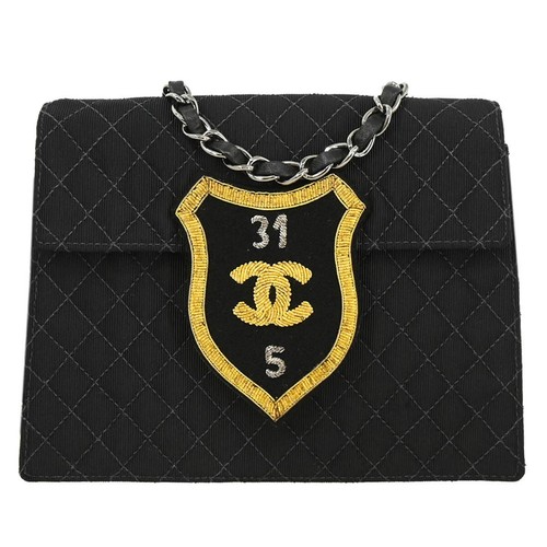 Chanel Black Canvas Emblem Shoulder Bag 185162