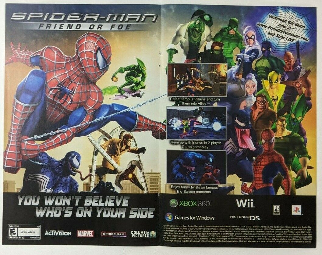 Spider-Man Friend or Foe Print Ad Game Poster Art PROMO Original Venom Wii  PS3 | eBay