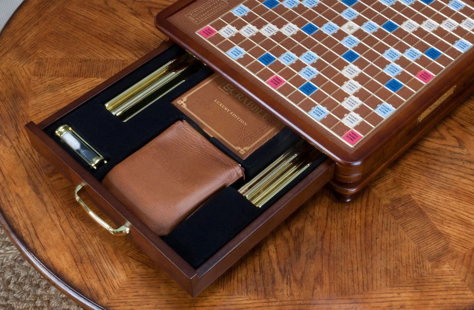 New Scrabble Luxury Edition with Wood Cabinet and Rotating Turntable Game Board - Image 4 of 4