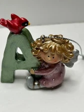 Ganz Baby Girl Christmas Holiday Glitter A Initial Angel Ornament