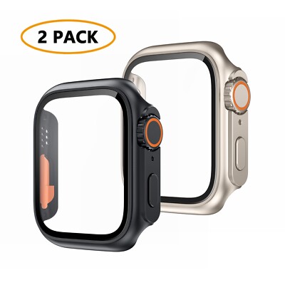 2 Pack For Apple Watch 11 10 9 8 7 6 SE 41/42/44/45/46mm Case + Screen Protector