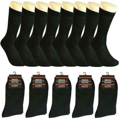 #ad 3 12 Pairs Mens Solid Black Cotton Casual Formal Classic Dress Socks Size 10 13 $11.99