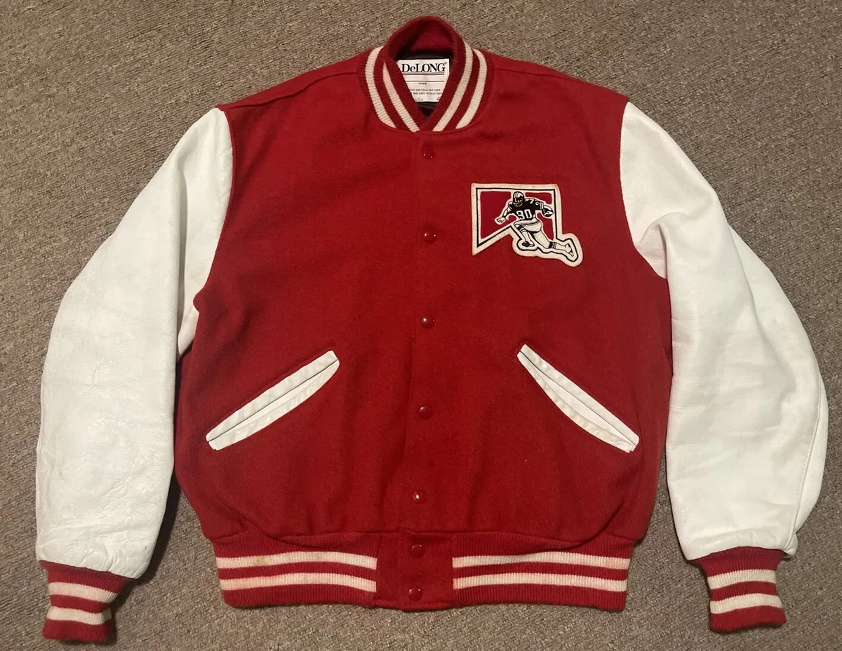 Vintage 80s Large 42 Marlboro Racing Football Leather Wool Varsity