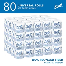 80 Rolls SCOTT Soft Toilet Paper 473 Sheets 2Ply NO CLOG SEPTIC SAFE Bulk Supply