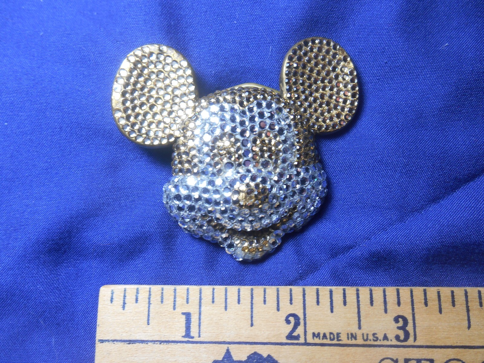 Rare Mickey Mouse Solid Brass Rhinestones Belt Bu… - image 2