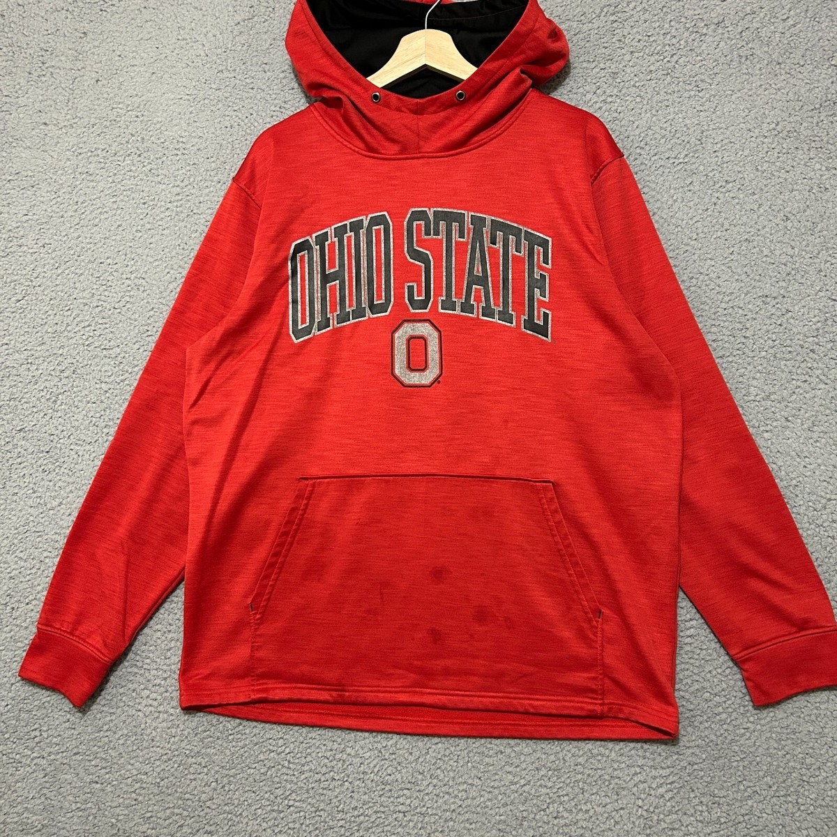 Ohio State Buckeyes Hoodie Men Large Red Pullover Polyester NCAA