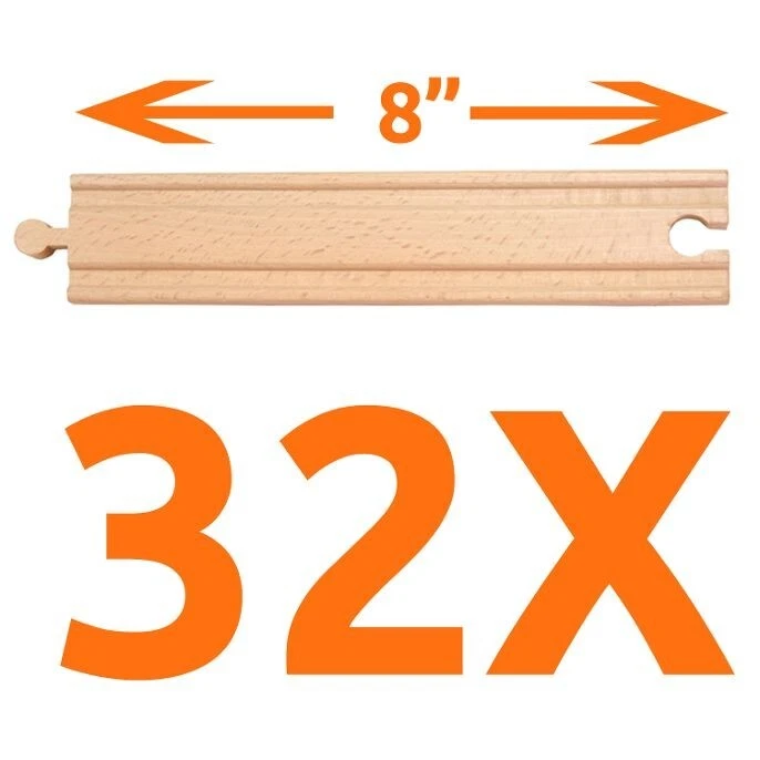 NEW No Box 32x 8" Straight Tracks for Wooden Railway compatible Thomas BRIO IKEA - Image 1 of 1