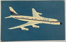 Vintage Illustrated Postcard Delta Air Lines Convair 880 Jetliner Posted 1984