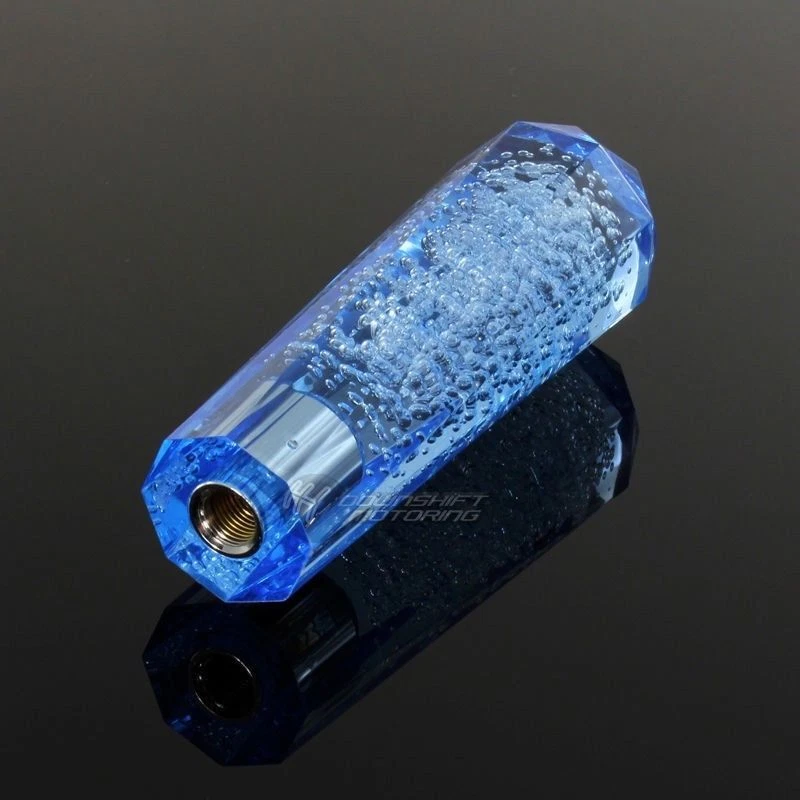 Perilla de cambio manual de burbujas de cristal diamante JDM VIP 150 mm AZUL para Acura Dodge Foto 4 de 4