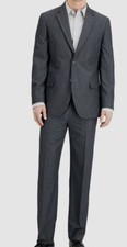 396 Nautica Men's Gray Tick Modern-Fit Bi-Stretch 2-Piece Suit Jacket Pants 42R