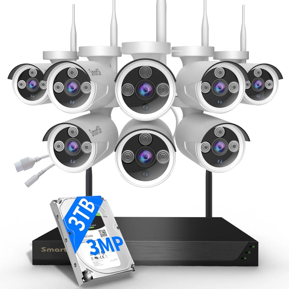 SmartSF WIFI Sistema de Cámara de Seguridad Inalámbrico Audio 10CH NVR 5MP CCTV Kit 3TB HDD Foto 2 de 4