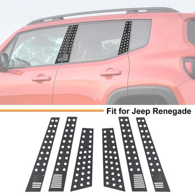 6x Door Window Middle B Pillar Post Panel Trim Cover For Jeep Renegade 2016-2023