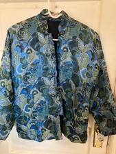 Chinese Vintage Brocade Quilted Jacket Blues/Greens Paisley