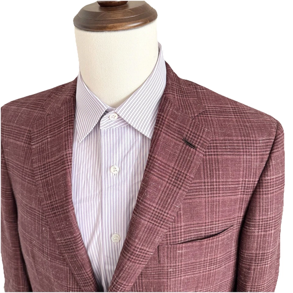 Chaqueta para hombre ACTUAL $4,395 Brioni 'Ravello' rosa oscuro cachemir/seda/lino 44R Foto 2 de 4