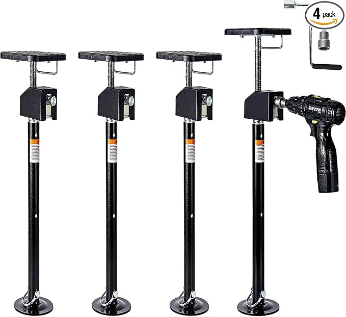 4 Pack RV Slide Out Supports Jack w/ a Flat Top Support Block 21"-49" Quick-Lift