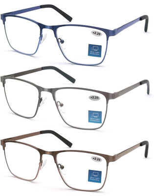 MODFANS 3er Pack Lesebrille Herren Blaulicht blockierend Metallgestell + 2,75