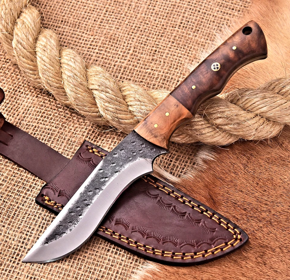 Cuchillo de caza desollador hecho a mano personalizado 1095 hoja de acero de alto carbono HH 203 Foto 2 de 4