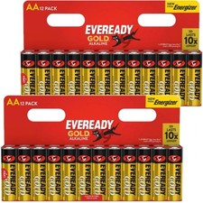 EVEREADY  AA  GOLD Alkaline Batteries 1.5V Alkaline 12 , 24  Pack LR06