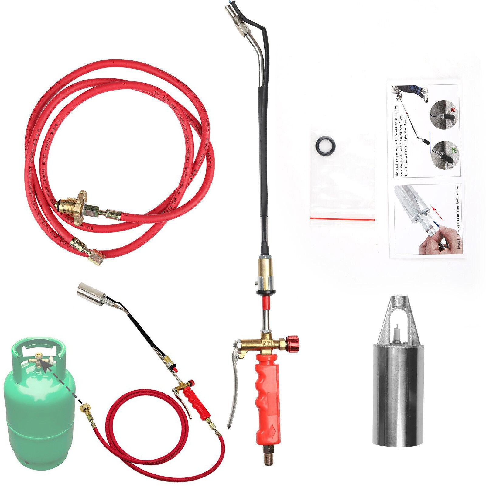 Portable Propane Weed Torch Burner Ice Melter Push Button Igniter with 79" Hose