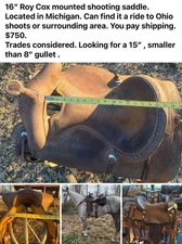 Roy Cox Mounted Shooting Saddle 16 Seat