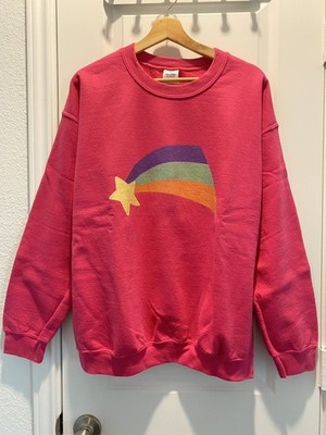 Gravity Falls Mabel's Rainbow Star Sweatshirt Sz L Pink Disney