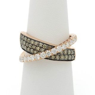 Le Vian 14k Rose Chocolate Vanilla H I SI1 SI2 Diamond 7 Crossover Ring #JB581 3